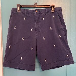 Polo by Ralph Lauren Embroidered Blue Men's Stretch Classic Fit Shorts Size 32